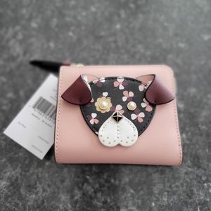 Kate Spade NWT small one zip before leather Floral Pup wallet